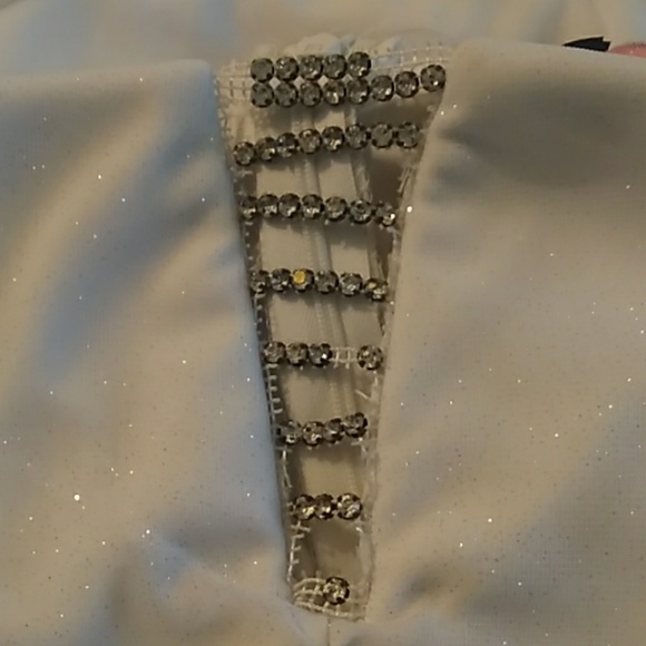 OXOXO size M white ruched sparkle bodice gown - Picture 4 of 5